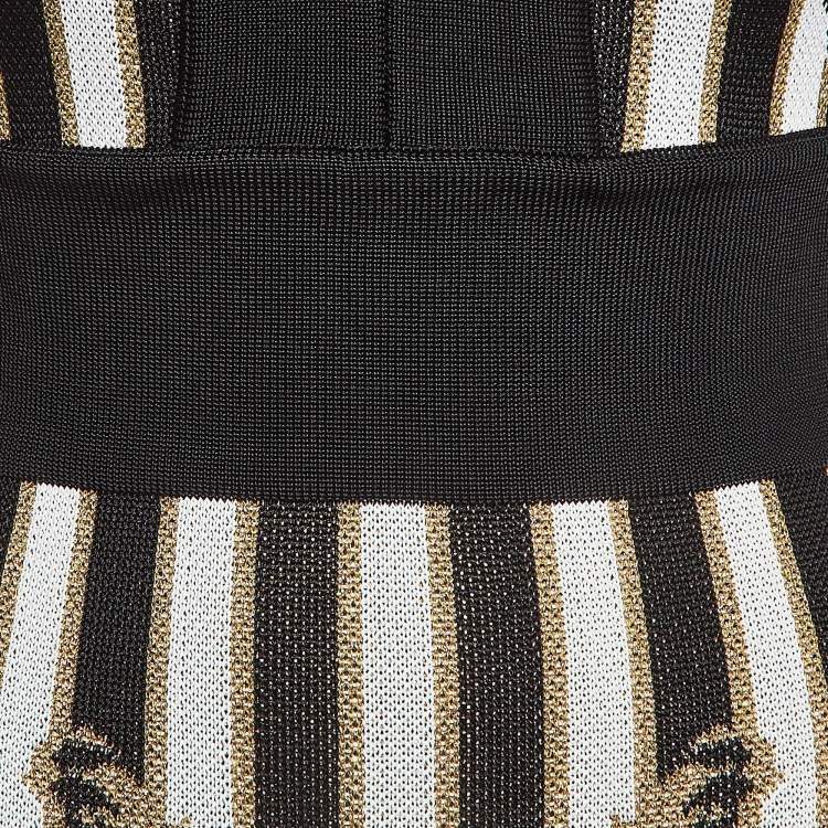 Pre Owned Balmain Multicolor Stripe Lurex Knit Mini Sheath Dress S