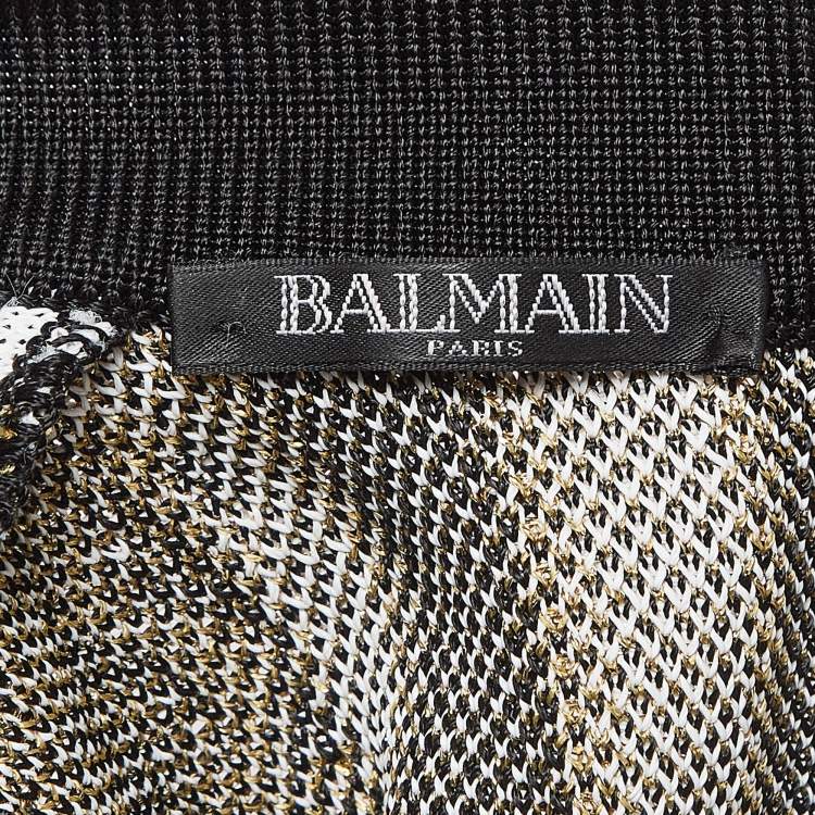 Pre Owned Balmain Multicolor Stripe Lurex Knit Mini Sheath Dress S