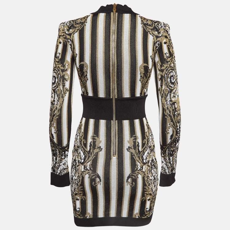 Pre Owned Balmain Multicolor Stripe Lurex Knit Mini Sheath Dress S