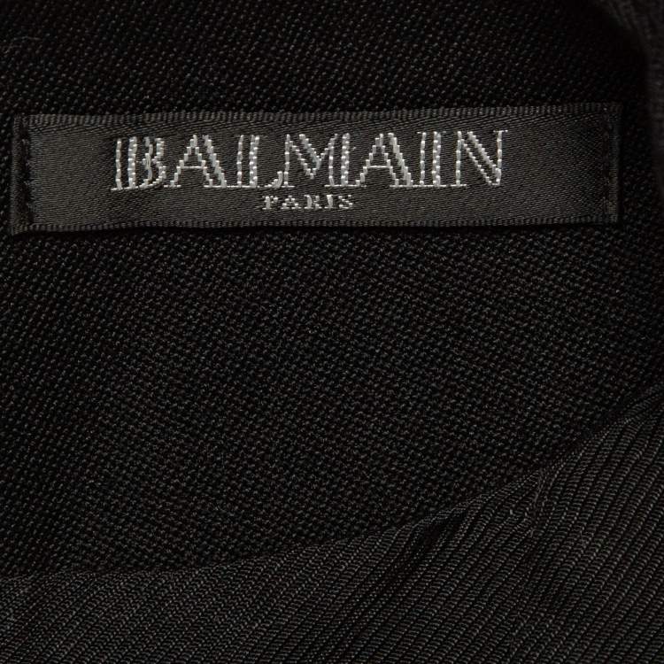 Pre Owned Balmain Black Wool Buttoned Front Long Blazer S