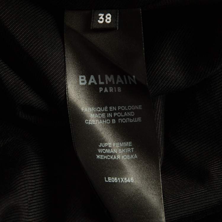 Pre Owned Balmain Black Faux Leather Long Skirt M