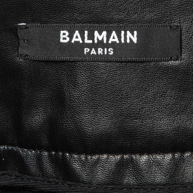 Pre Owned Balmain Black Faux Leather Long Skirt M