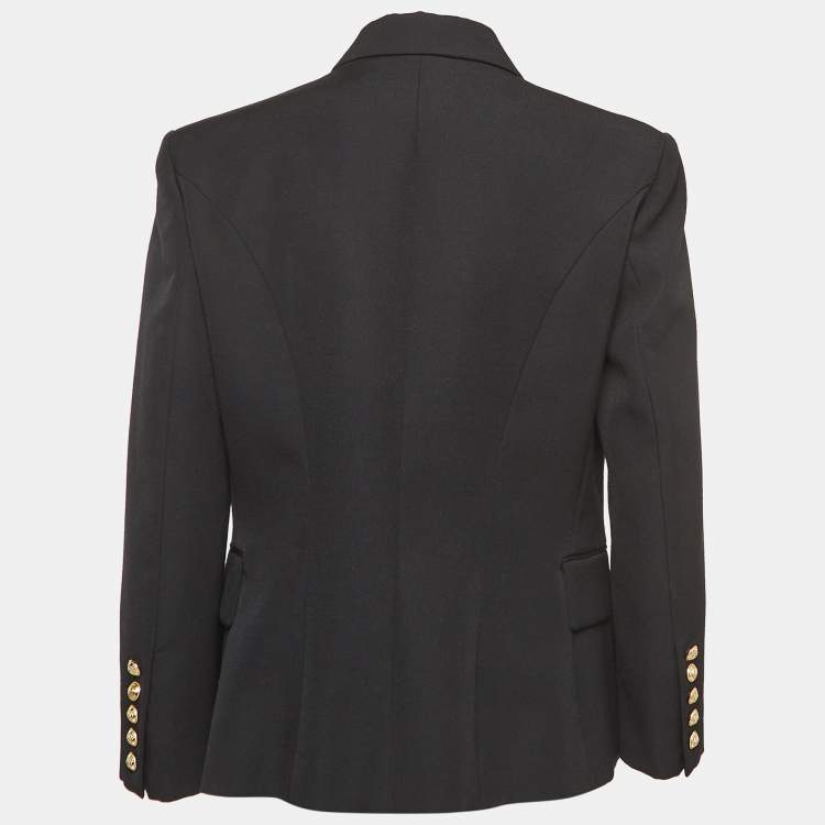 Pre Owned Balmain Black Wool Double-Breasted Jacket L