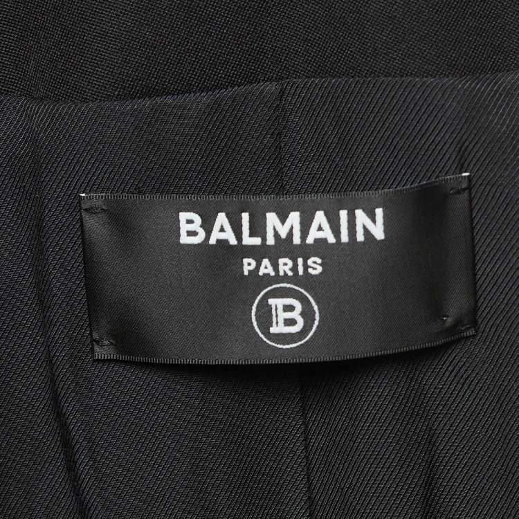 Pre Owned Balmain Black Wool Double-Breasted Jacket L