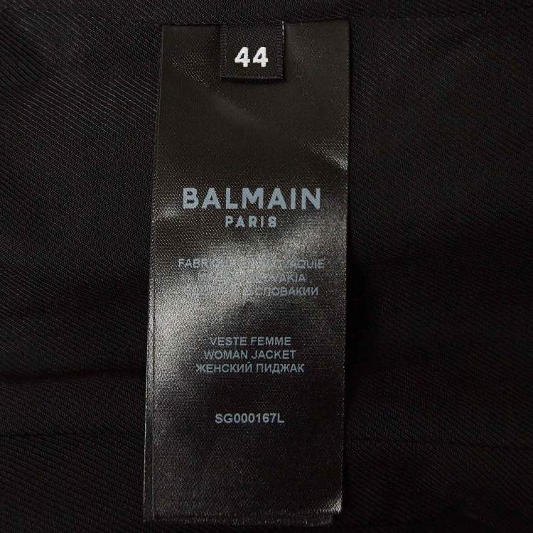 Pre Owned Balmain Black Wool Double-Breasted Jacket L