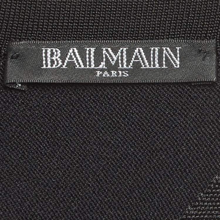Pre Owned Balmain Black Stretch Knit Lace-up Midi Dress M