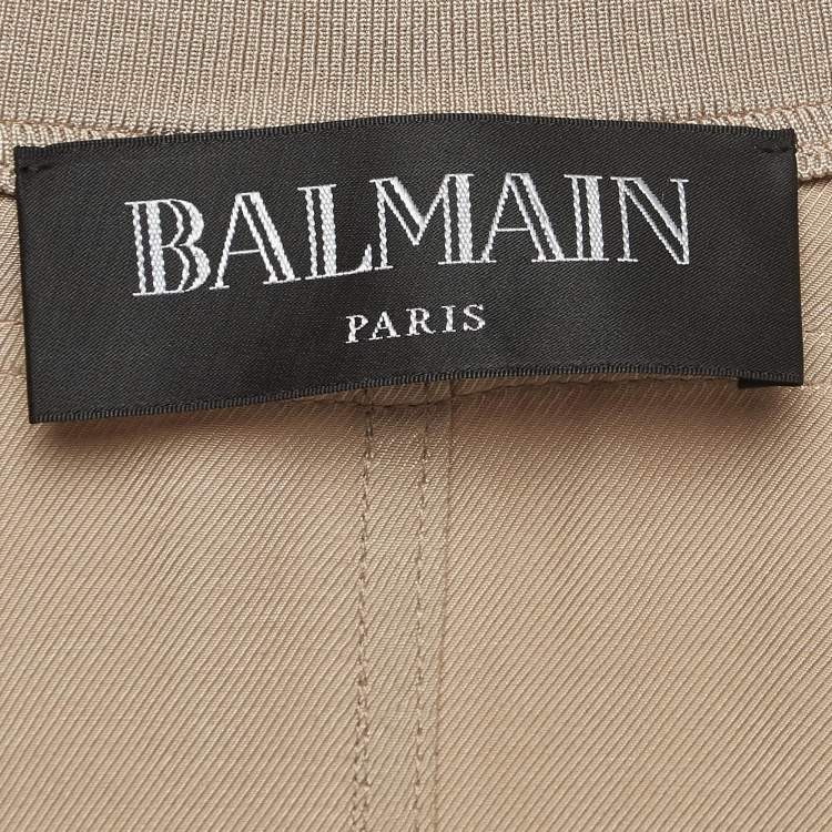 Pre Owned Balmain Beige Long Zip Front Jacket M