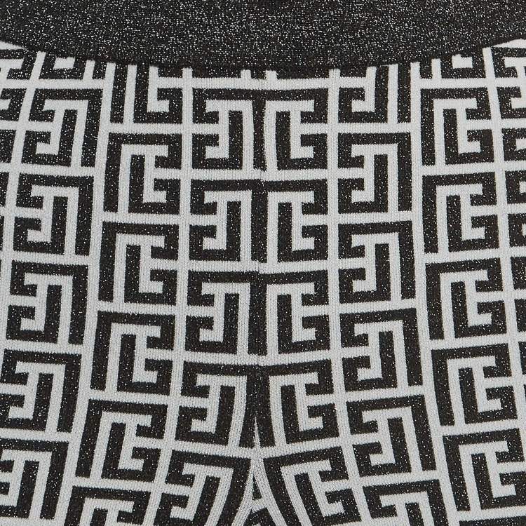 Pre Owned Balmain White & Black Metallic Patterned  Knit Track Pants M