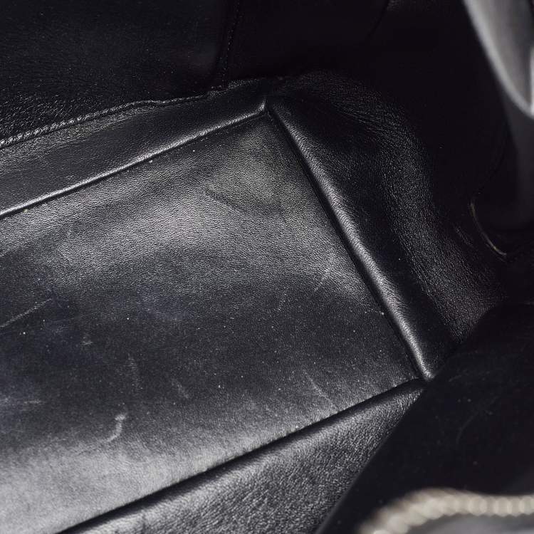 Pre Owned Balmain Black Leather Studded Logo Drum Top Handle Bag