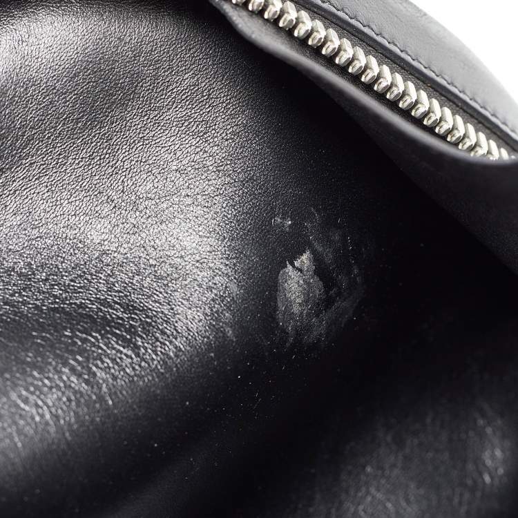 Pre Owned Balmain Black Leather Studded Logo Drum Top Handle Bag