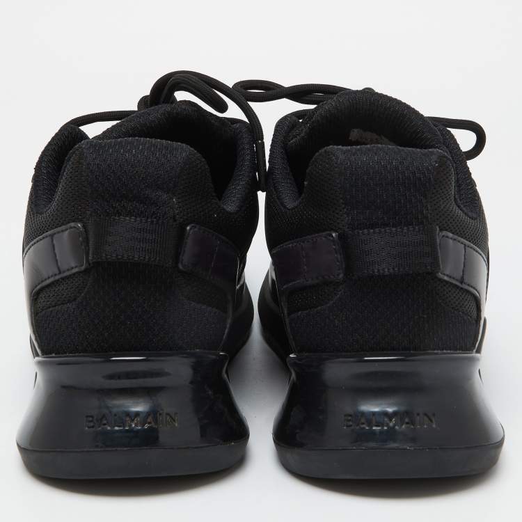 Pre Owned Balmain Black Mesh and Leather Low Top Sneakers Size 41