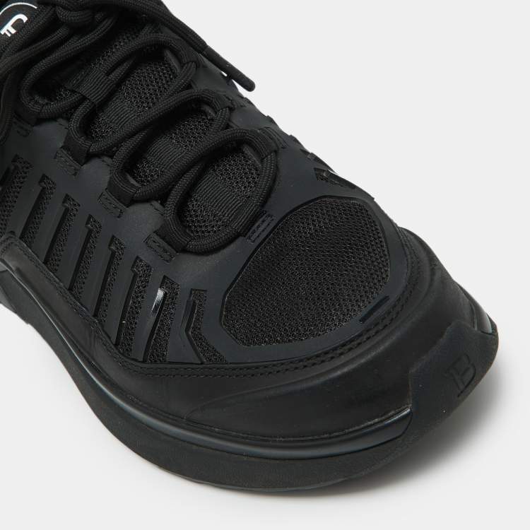 Pre Owned Balmain Black Mesh and Leather Low Top Sneakers Size 41