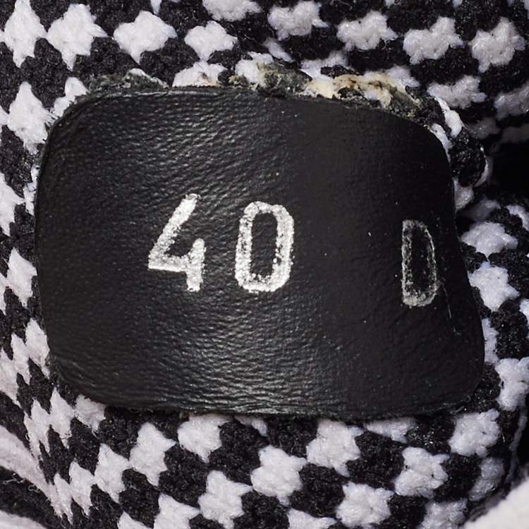 Pre Owned Balmain Black/White Knit Fabric and Leather Cameron Sock Sneakers Size 40