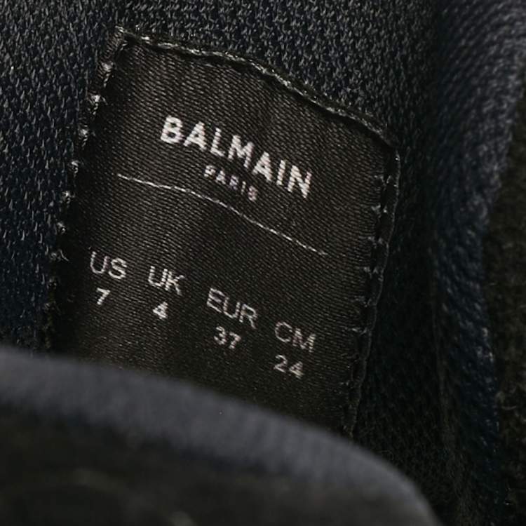 Pre Owned Balmain Black/Gold Leather and Suede B-East Lace Up Sneakers Size 37