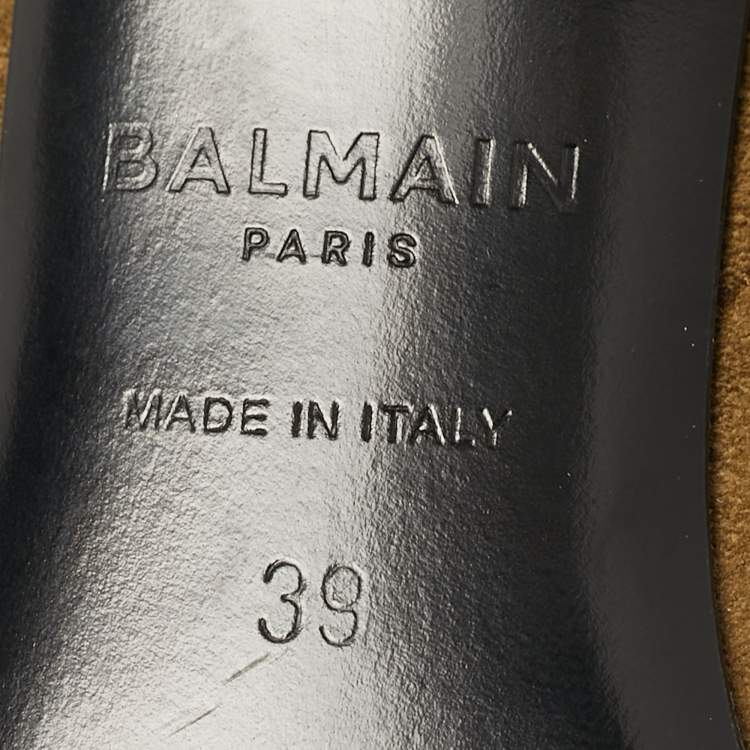 Pre Owned Balmain Green Suede Robin Embellish Knee Length Boots Size 39