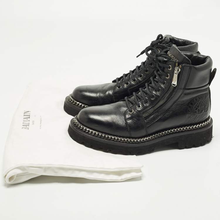 مملوكة مسبقً ا حذاء بوت بالمان أسود جلد سلسلة تفاصيل مقاس 38.5
