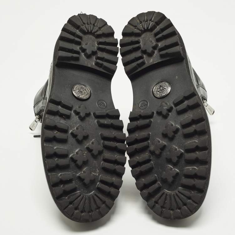 مملوكة مسبقًا حذاء بوت بالمان أسود جلد سلسلة تفاصيل مقاس 38.5