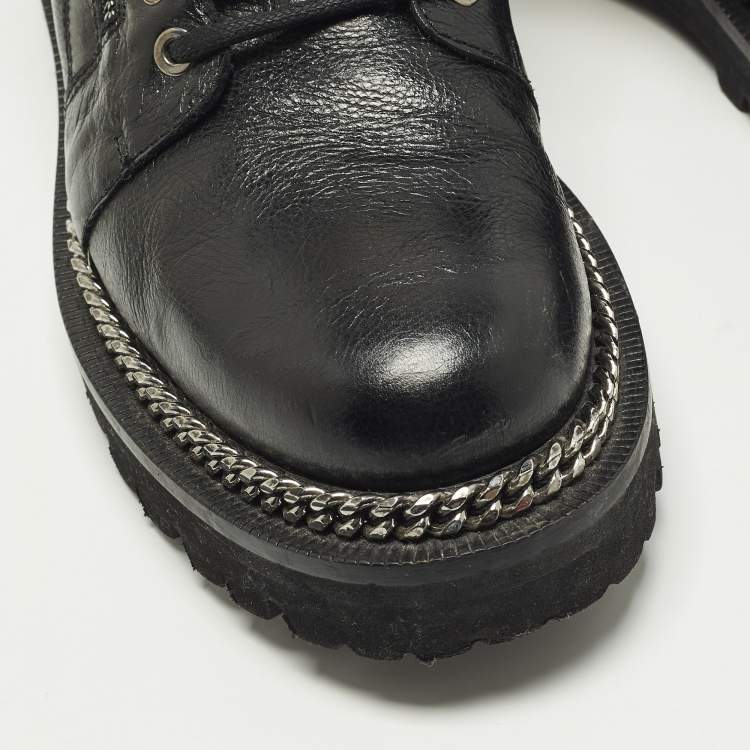 مملوكة مسبقًا حذاء بوت بالمان أسود جلد سلسلة تفاصيل مقاس 38.5