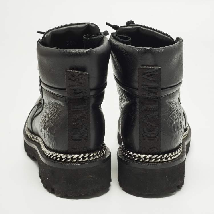مملوكة مسبقًا حذاء بوت بالمان أسود جلد سلسلة تفاصيل مقاس 38.5