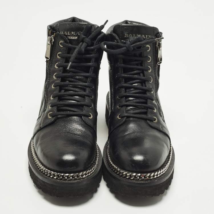 مملوكة مسبقًا حذاء بوت بالمان أسود جلد سلسلة تفاصيل مقاس 38.5