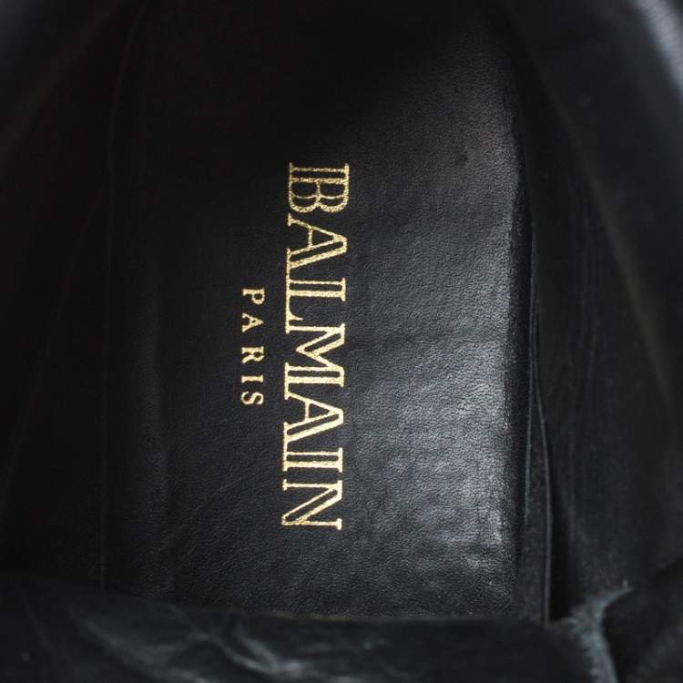 Pre Owned Balmain Black Leather Taiga Ankle Boots Size 40 