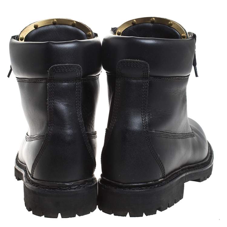 Pre Owned Balmain Black Leather Taiga Ankle Boots Size 40 
