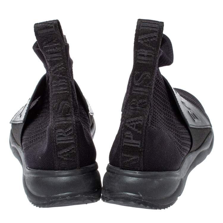 Pre Owned Balmain Black Fabric and Leather Cameron Sock Sneakers Size 40