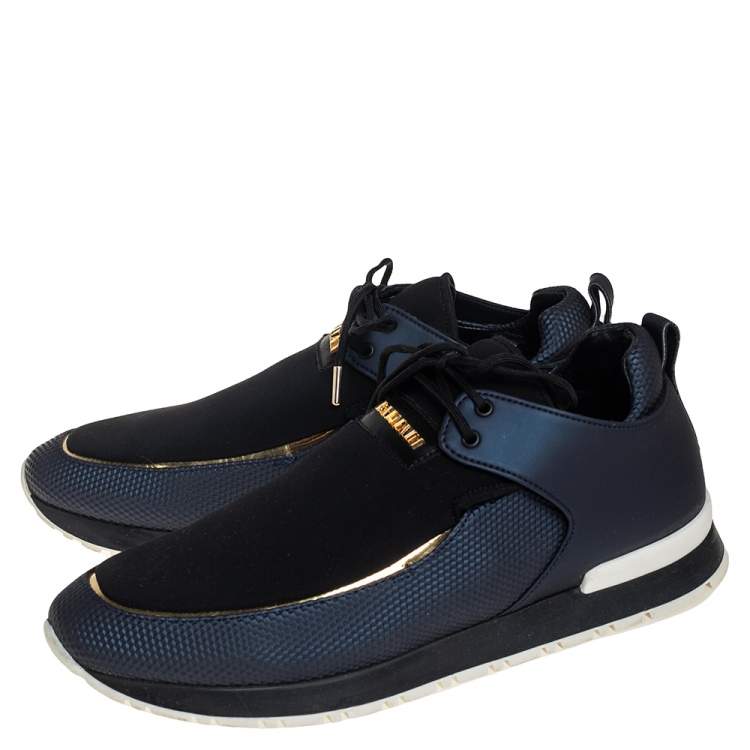 Pre Owned Balmain Black/Blue Neoprene Doda Sneakers Size 40