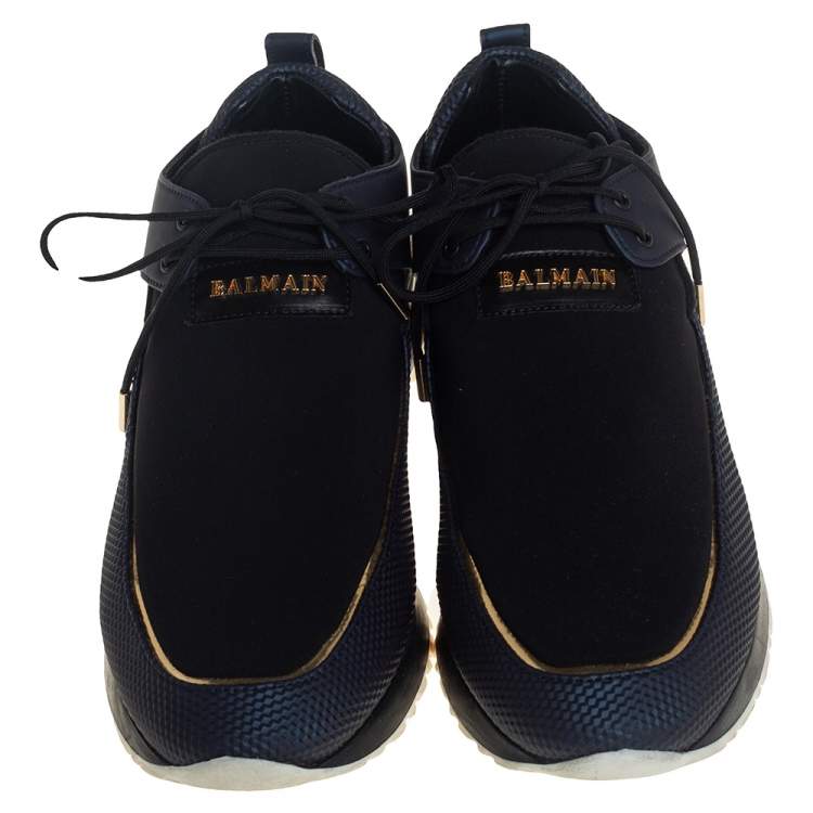 Pre Owned Balmain Black/Blue Neoprene Doda Sneakers Size 40