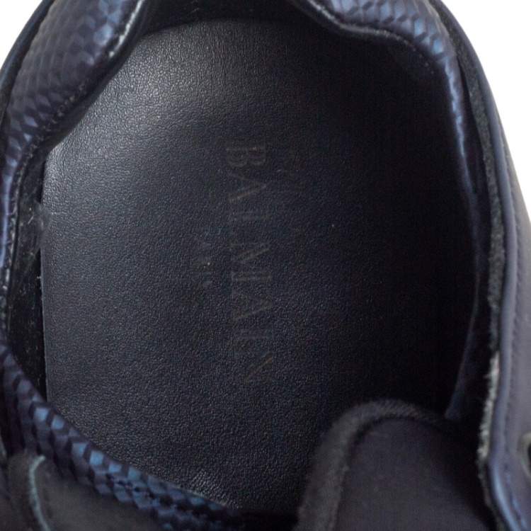 Pre Owned Balmain Black/Blue Neoprene Doda Sneakers Size 40