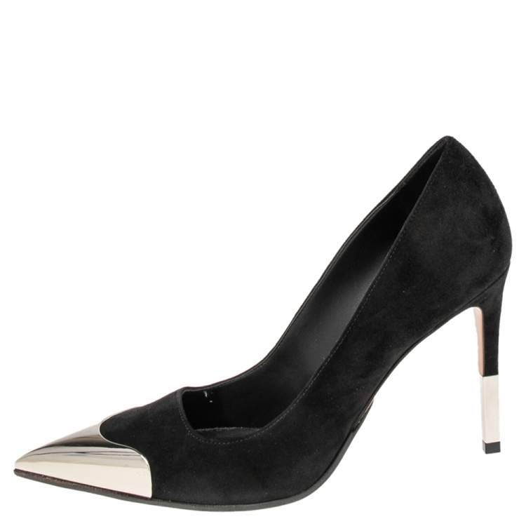 Pre Owned Balmain Paris Black Suede Pointe Toe Pumps Size 37