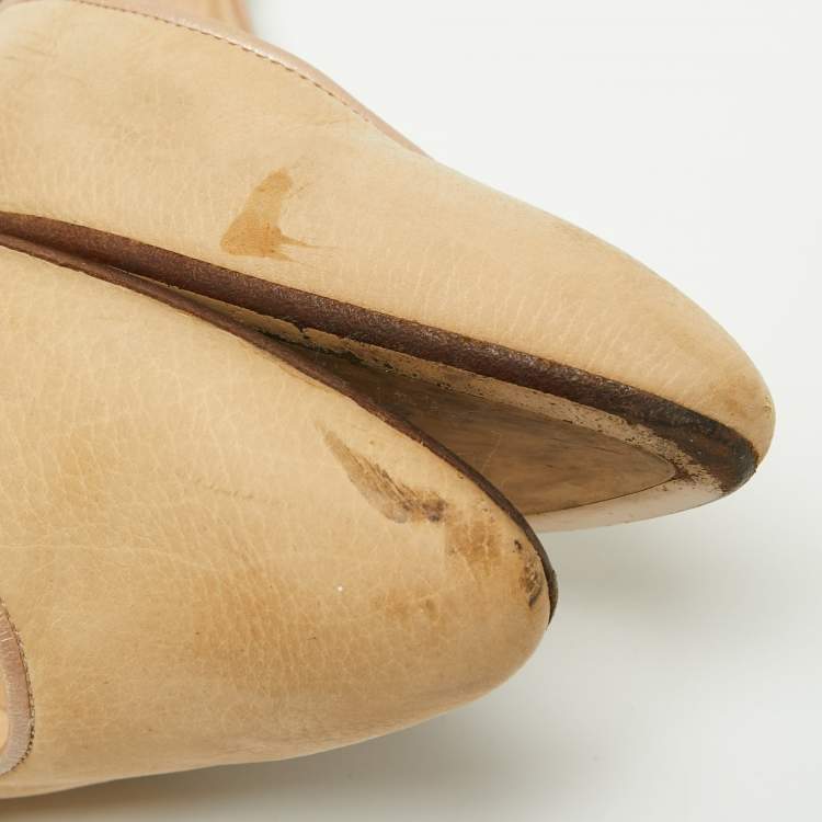 Pre Owned Bally Light Brown Nubuck Leather D'orsay Pointed Toe Pumps Size 39.5