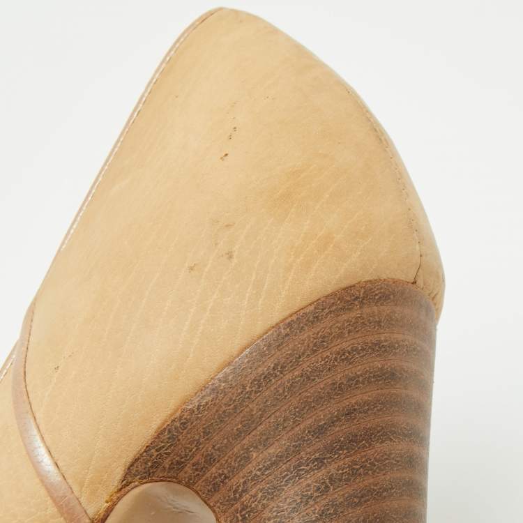 Pre Owned Bally Light Brown Nubuck Leather D'orsay Pointed Toe Pumps Size 39.5