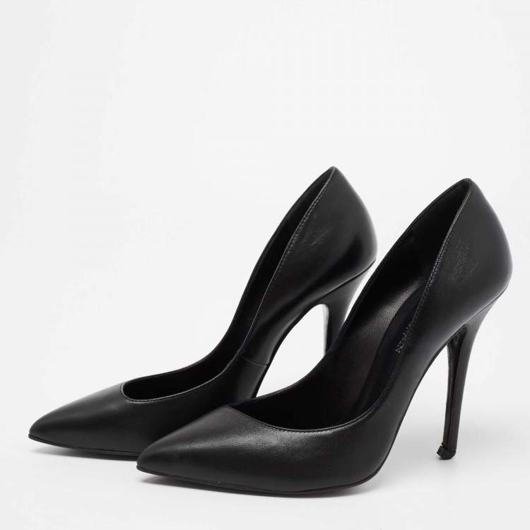 Pre Owned Balmain x Giuseppe Zanotti Black Leather Pointed-Toe Pumps Size 38.5