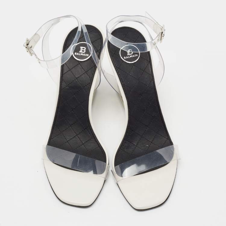 Pre Owned Balmain Transparent PVC Naomi Ankle-Strap Sandals Size 37