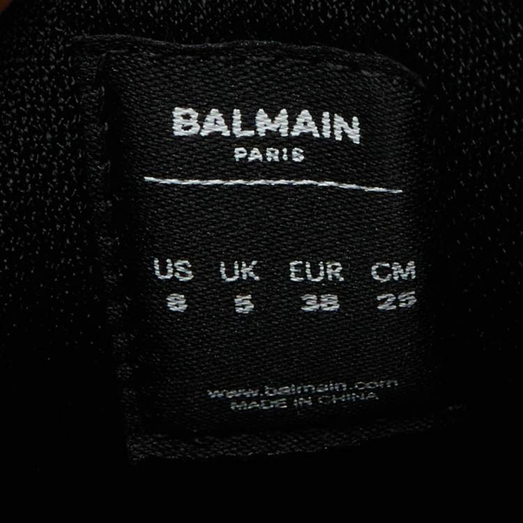 Pre Owned Balmain Black/White Monogram Fabric and Suede Lace Up Sneakers Size 38