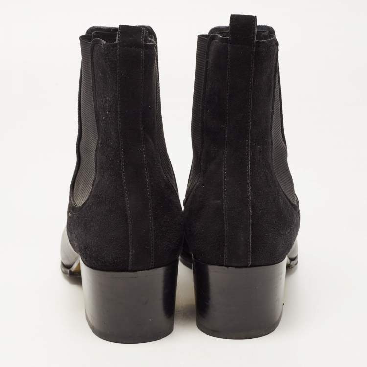 Pre Owned Balmain Black Leather and Suede Ankle Boots Size 39