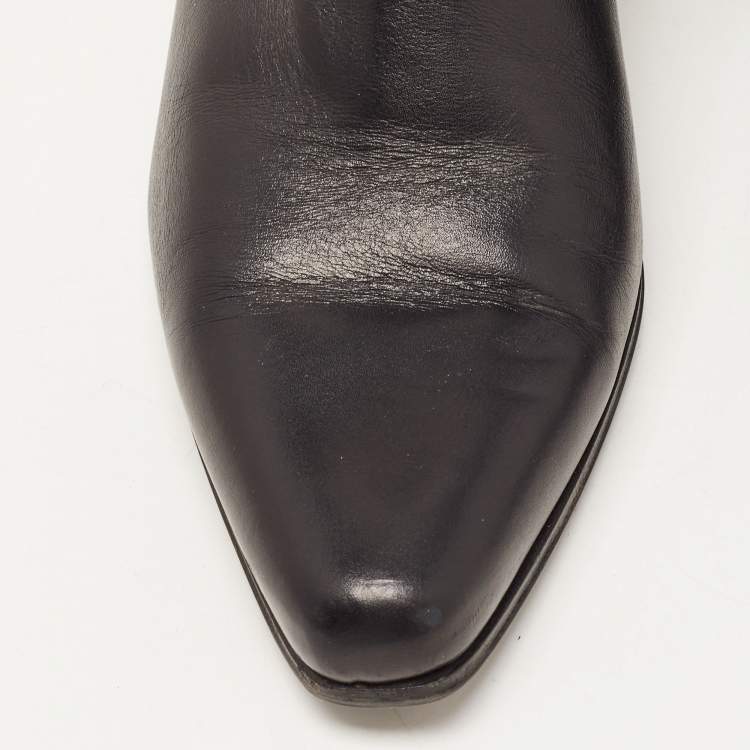Pre Owned Balmain Black Leather and Suede Ankle Boots Size 39