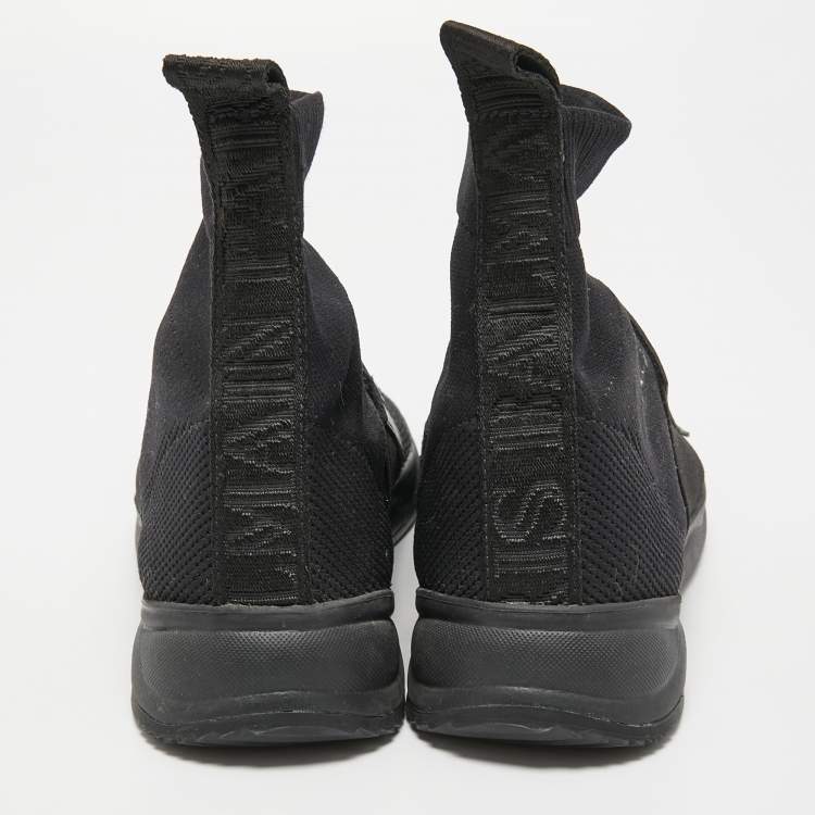 Pre Owned Balmain Black Fabric and Leather Cameron Sock Sneakers Size 38
