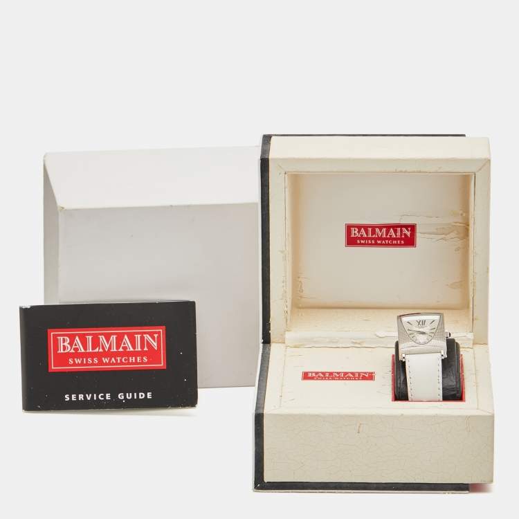 Pre Owned Balmain Silver Stainless Steel Leather Amphora 3401 Women's Wristwatch 25 mm