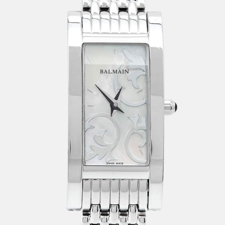 Pre Owned Balmain White Mother Of Pearl Stainless Steel Miss Balmain 2191 Women's Wristwatch 18 mm