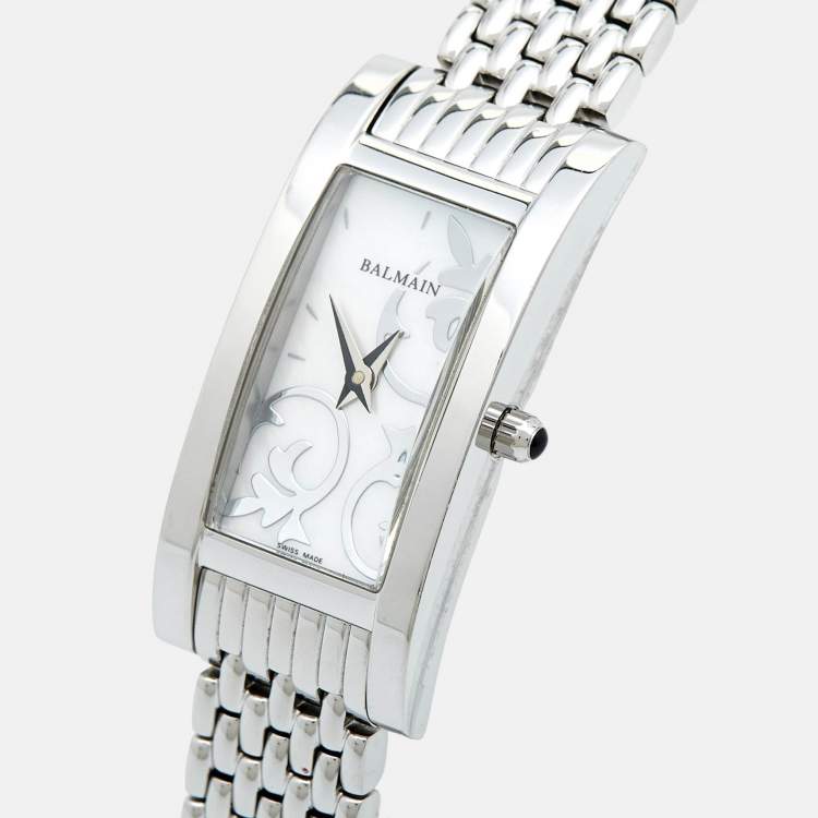 Pre Owned Balmain White Mother Of Pearl Stainless Steel Miss Balmain 2191 Women's Wristwatch 18 mm