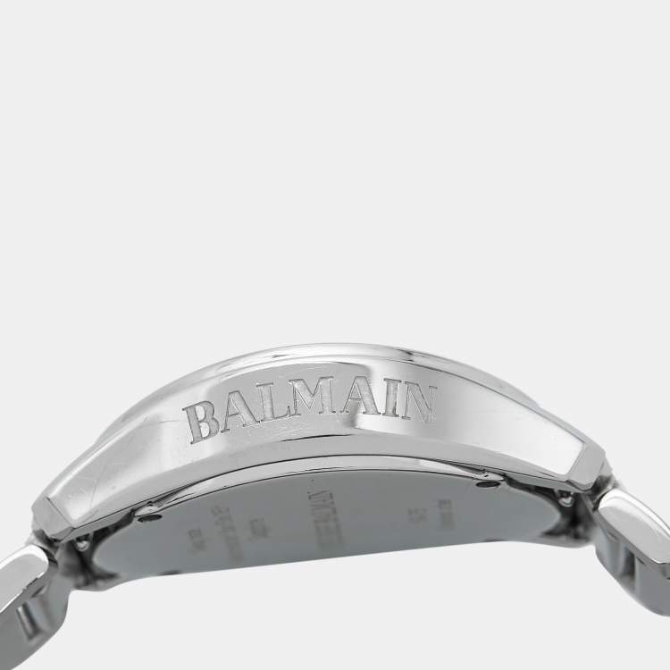 Pre Owned Balmain Silver Stainless Steel Diamond 5475 Women's Wristwatch 33 mm