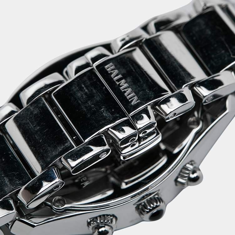 Pre Owned Balmain Silver Stainless Steel Diamond 5475 Women's Wristwatch 33 mm