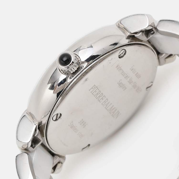 Pre Owned Balmain White Ceramic Stainless Steel B3896.33.22 Women's Wristwatch 29 mm
