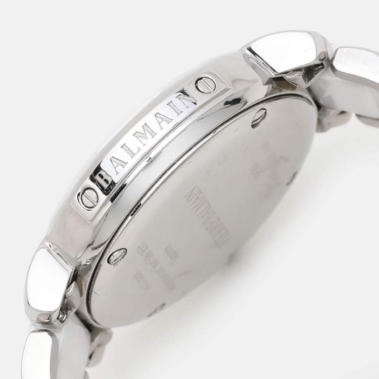 Pre Owned Balmain White Ceramic Stainless Steel B3896.33.22 Women's Wristwatch 29 mm