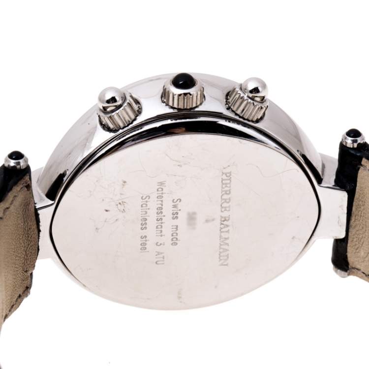 Pre Owned Balmain Black Stainless Steel Excessive Chronograph 5831 Women's Wristwatch 32 mm