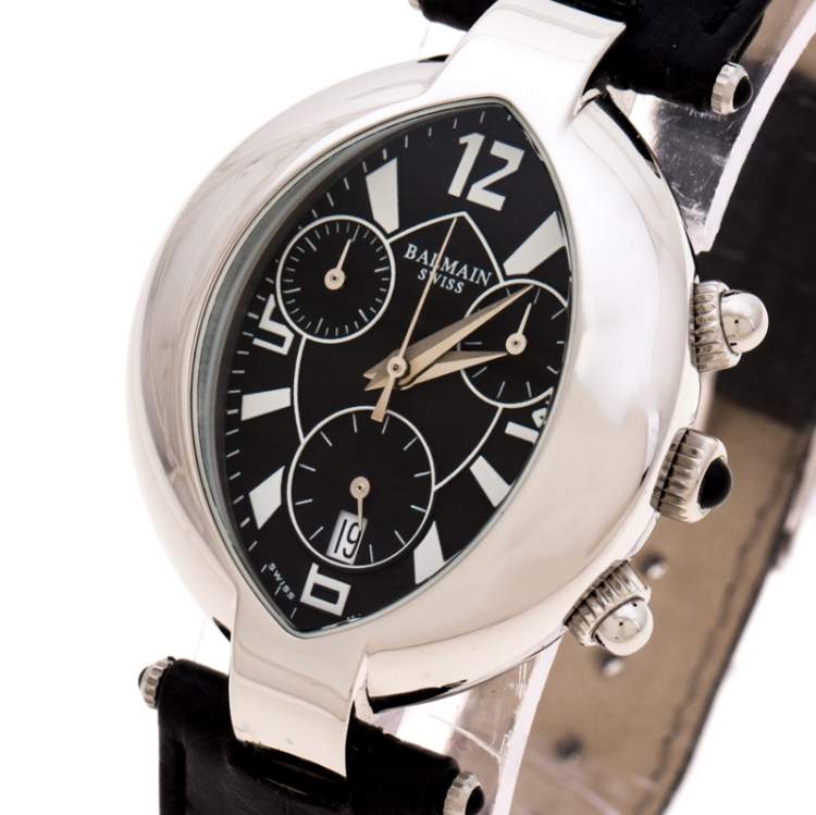 Pre Owned Balmain Black Stainless Steel Excessive Chronograph 5831 Women's Wristwatch 32 mm
