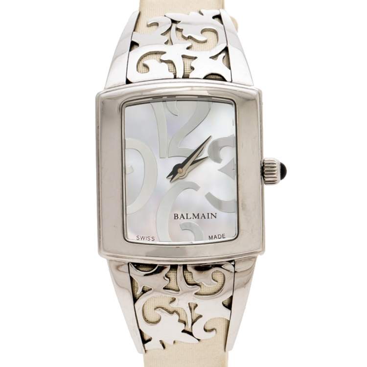 Pre Owned Balmain Mother of Pearl Stainless Steel Elysees Arabesques B3371.51.82 Women's Wristwatch 24 mm