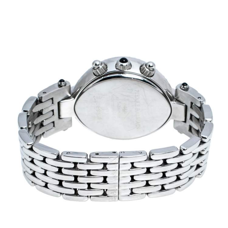 Pre Owned Balmain Silver Stainless Steel and Diamond Excessive Chronograph 5831 Women's Wristwatch 32 mm